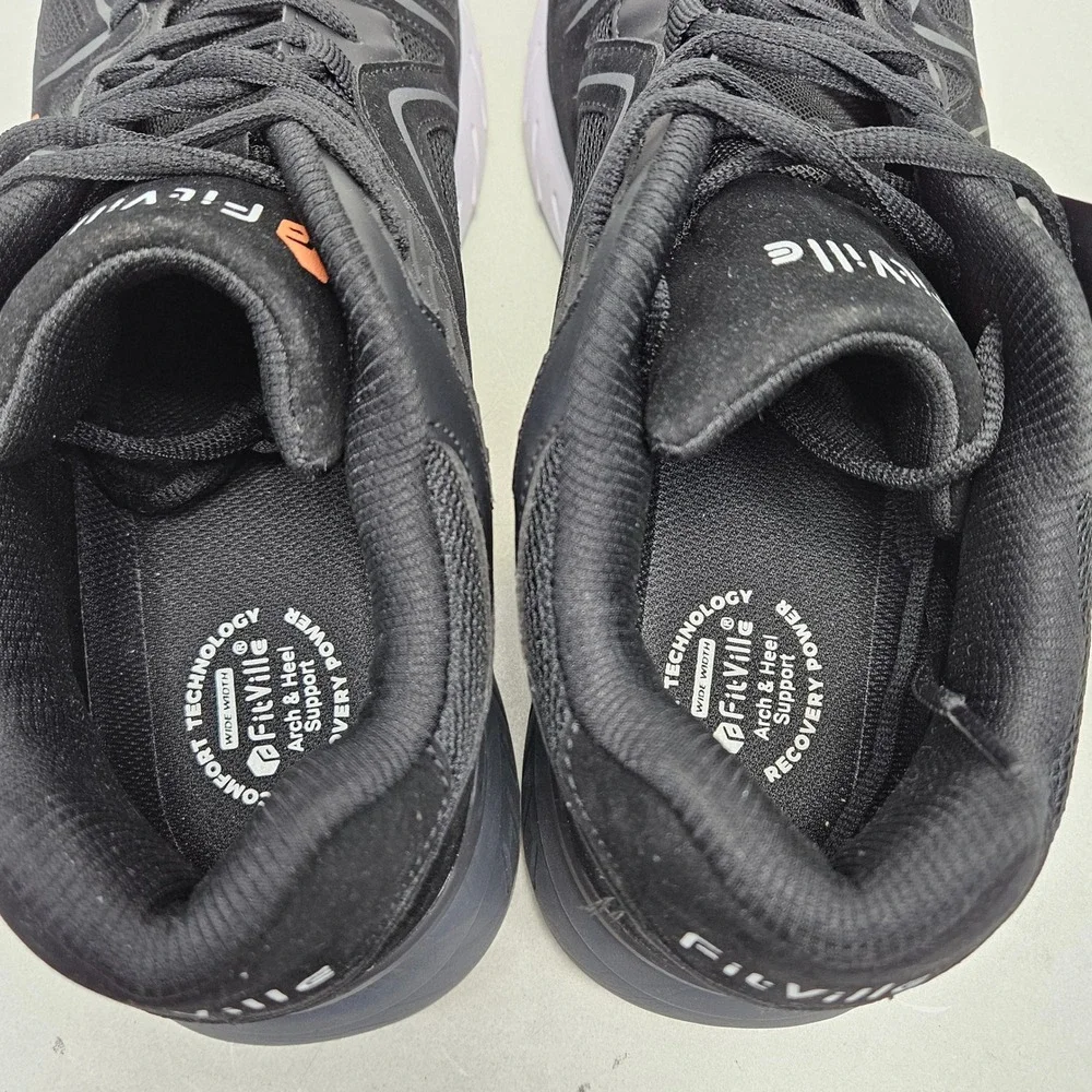 FitVille Rebound Core Mens 11W Black Walking Sneakers TW-RCV120230905M NWT Wide